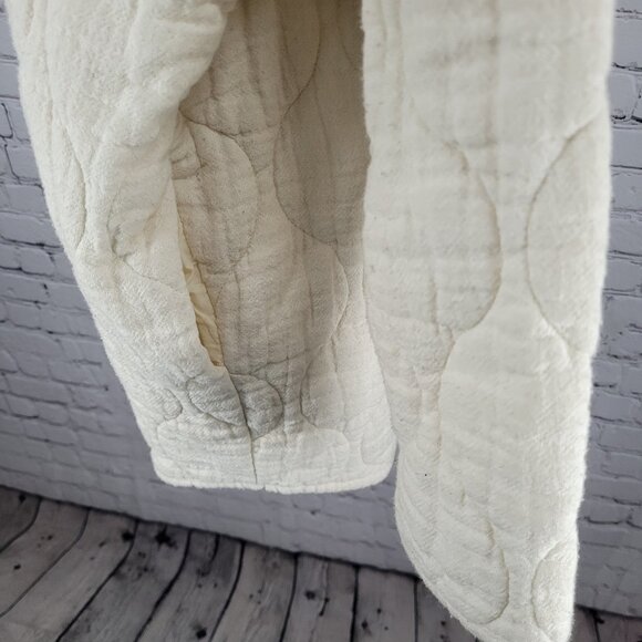 Zara Ivory Cream Quilted Cotton Buttoned Collarless Pockets Jacket Size Small S - Picture 10 of 16